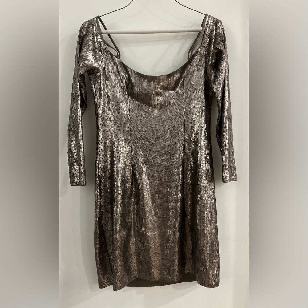 Express Silver Sequin Off-Shoulder Mini Dress - image 3